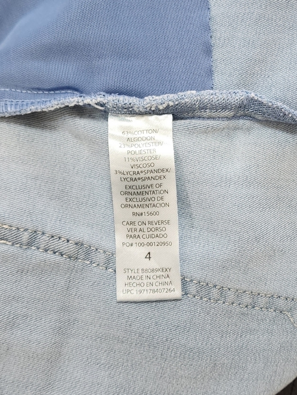 Democracy 4.5" Denim Utility Shorts Stretch High Rise Ab Solution Light Blue 4 - Picture 9 of 9